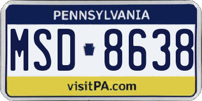 PA license plate MSD8638