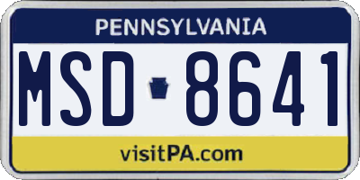 PA license plate MSD8641