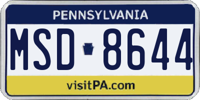 PA license plate MSD8644
