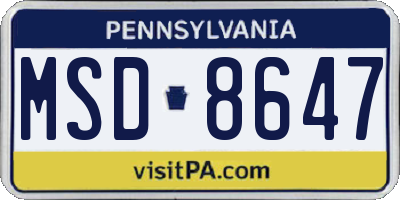 PA license plate MSD8647