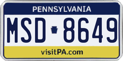 PA license plate MSD8649