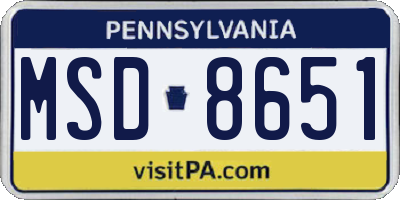 PA license plate MSD8651