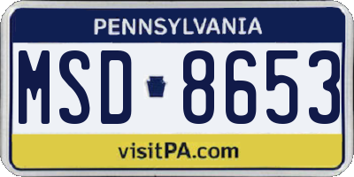 PA license plate MSD8653