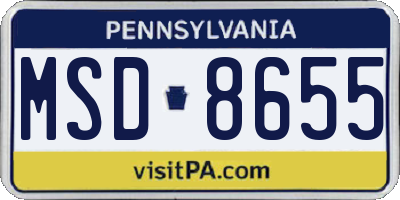 PA license plate MSD8655