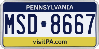 PA license plate MSD8667