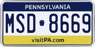 PA license plate MSD8669