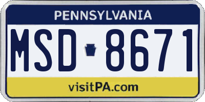 PA license plate MSD8671