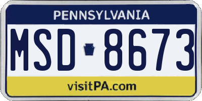 PA license plate MSD8673
