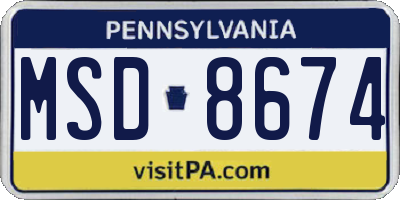 PA license plate MSD8674