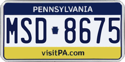 PA license plate MSD8675