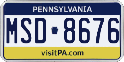 PA license plate MSD8676