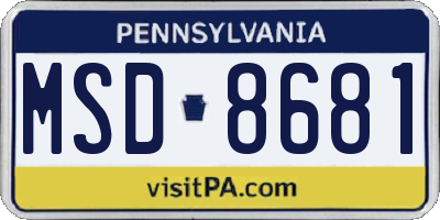 PA license plate MSD8681