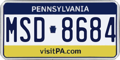 PA license plate MSD8684