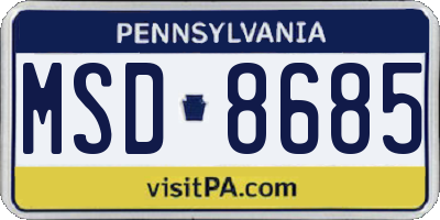 PA license plate MSD8685
