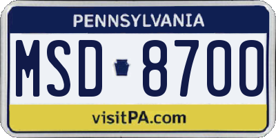 PA license plate MSD8700
