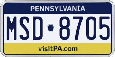 PA license plate MSD8705