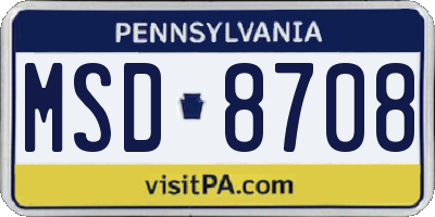 PA license plate MSD8708