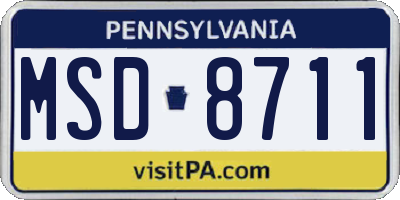 PA license plate MSD8711