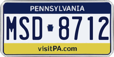 PA license plate MSD8712