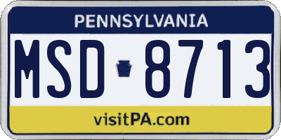 PA license plate MSD8713