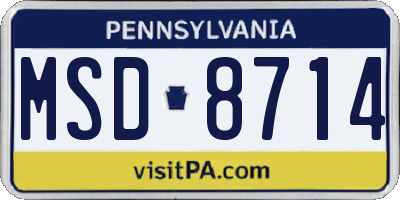 PA license plate MSD8714
