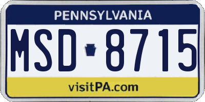 PA license plate MSD8715