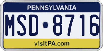 PA license plate MSD8716