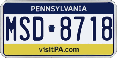 PA license plate MSD8718