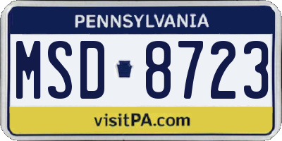 PA license plate MSD8723