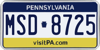 PA license plate MSD8725