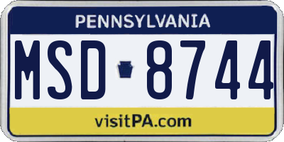 PA license plate MSD8744