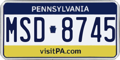 PA license plate MSD8745