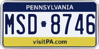 PA license plate MSD8746