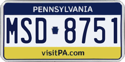PA license plate MSD8751