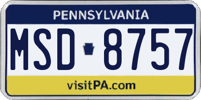 PA license plate MSD8757