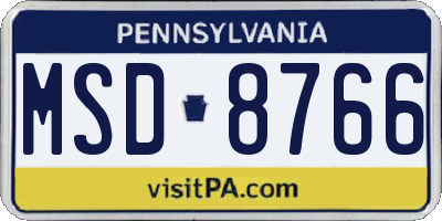 PA license plate MSD8766