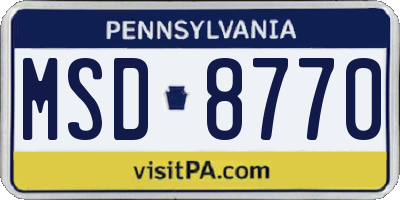 PA license plate MSD8770