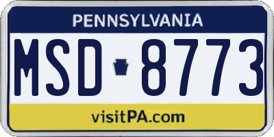 PA license plate MSD8773