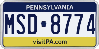 PA license plate MSD8774