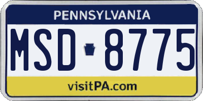 PA license plate MSD8775