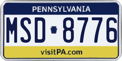PA license plate MSD8776