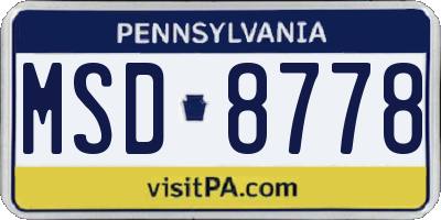 PA license plate MSD8778