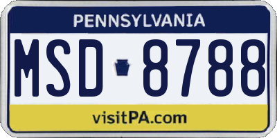 PA license plate MSD8788