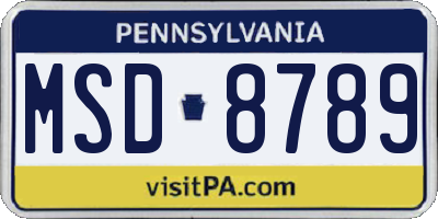 PA license plate MSD8789