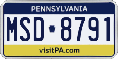 PA license plate MSD8791