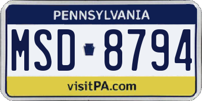 PA license plate MSD8794