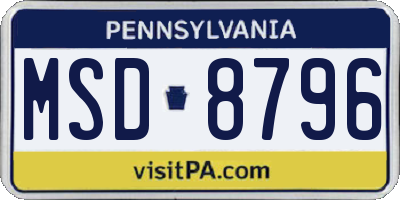 PA license plate MSD8796