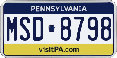 PA license plate MSD8798