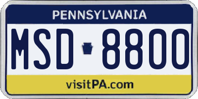 PA license plate MSD8800