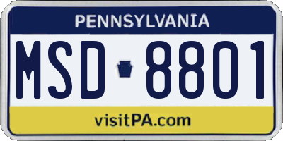 PA license plate MSD8801